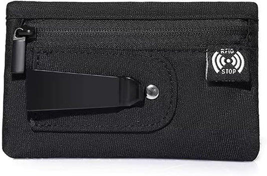 RFID Hidden Clip Stash Money Belt - Ultra Thin Anti-Theft Travel Pouch with Credit Card Slots for Women/Men, Perfect for International Travel, Daily Commute & Outdoor Activities (Black)