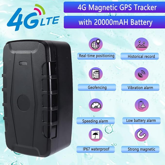 Car GPS Tracker for Vehicles Long Battery Life 20000mAh Tracker Device Real-Time and Precise Location Tracking Device Magnetic Waterproof Multiple Alarm App iOS/Android TK918 4G