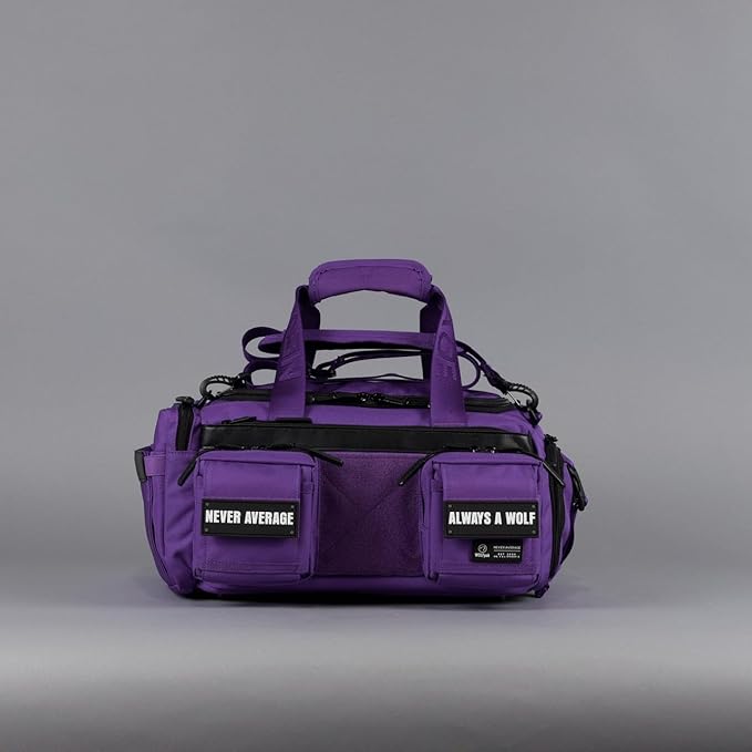 WOLFpak 20L Mini Duffle Bag for Gym & Travel | Waterproof Carry-On Weekender Bag with Shoe Compartment, Hard Bottom, and Tactical Molle System (Wolfsbane)