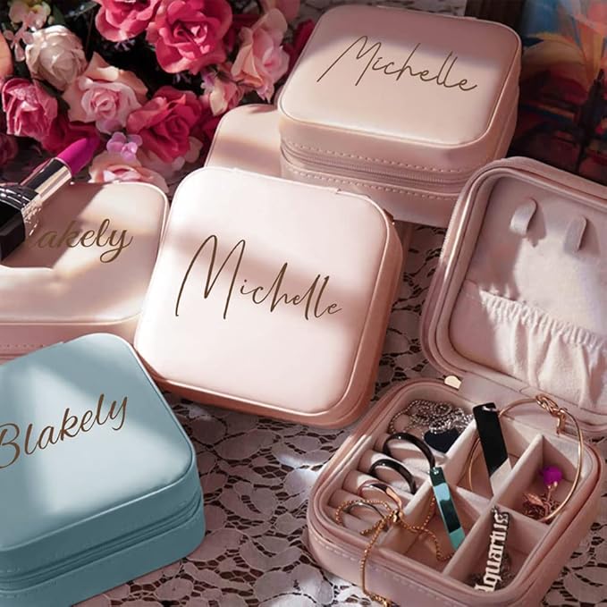 Getname Necklace Custom Name Travel Jewelry Case Personalized Travel Jewelry Box with Name Small Jewelry Box Portable Jewelry Organizer