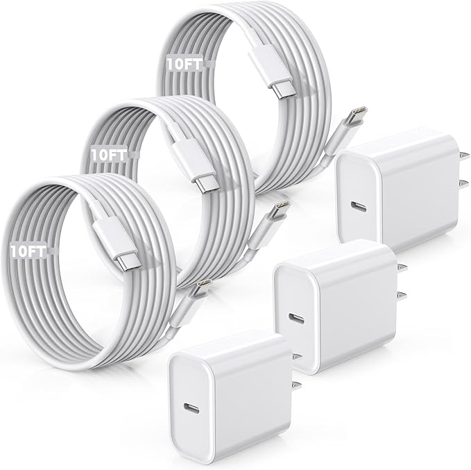 Fast Charger for iPhone 17/16/15 Charger,10FT Extra Long Fast Charging 3Pack Block USB-C to USB C Fast Charging Cable Cord for iPhone Air/17 Pro Max/iPhone 16 Pro/16 Plus/15 Pro Max,iPad Pro/Air/Mini