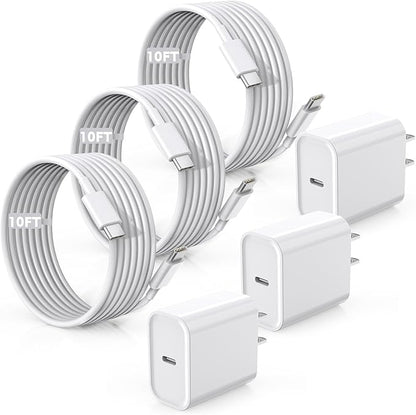Fast Charger for iPhone 17/16/15 Charger,10FT Extra Long Fast Charging 3Pack Block USB-C to USB C Fast Charging Cable Cord for iPhone Air/17 Pro Max/iPhone 16 Pro/16 Plus/15 Pro Max,iPad Pro/Air/Mini