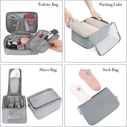 BAGAIL 8 Set Packing Cubes Luggage Packing Organizers for Travel Accessories-Pewter Color