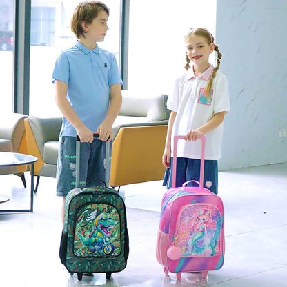 UFNDC Girls Mermaid Luggage, Rolling Suitcase with Wheels, Travel Carry on for Children Toddler Elementary