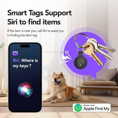 Air Tracker Tags-4 Pack: Bluetooth Tracker Tag, Item Finder Works with Apple Find My App, Trakcer Tag Locator for Your Keys, Wallet, Luggage, Backpack, and More. (Black-4-Dual, 4)