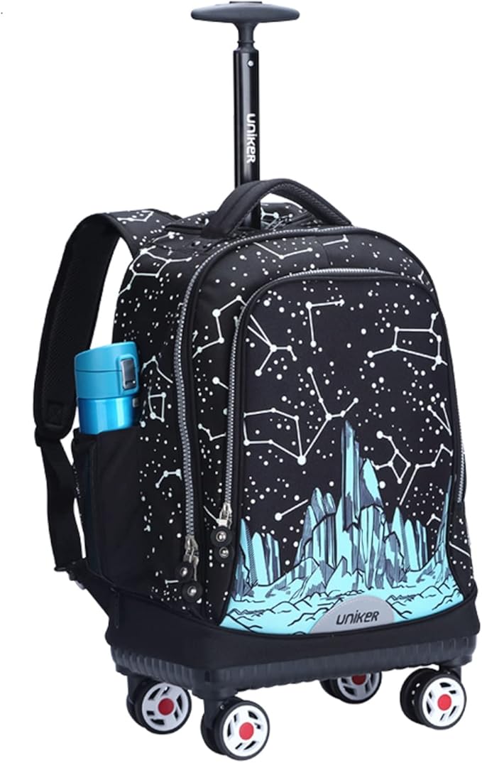 UNIKER Rolling Backpack with Wheels for Travel, Roller Backpack for Women, Wheeled Laptop Bag Fits 15.6 Inch Notebook