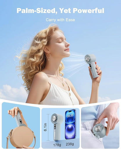 AMACOOL Handheld Fan with Ice Cooler, Mini Portable Fan Rechargeable, 18Hrs Cooling, 0-100 Adjustable Speed, Small Yet Powerful, Personal Hand Fans for Travel, Beach, Outdoor, Makeup, Gifts for Women
