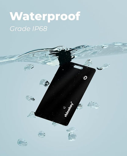 Rhinokey® Wallet Tracker Card,(Android Only) 0.07in Slim Rechargeable Airtag Card Tracker, Works with Google's Find Hub, IP68 Waterproof Tag, Item Finder with Key Chain Hole for Luggage Tags Purse