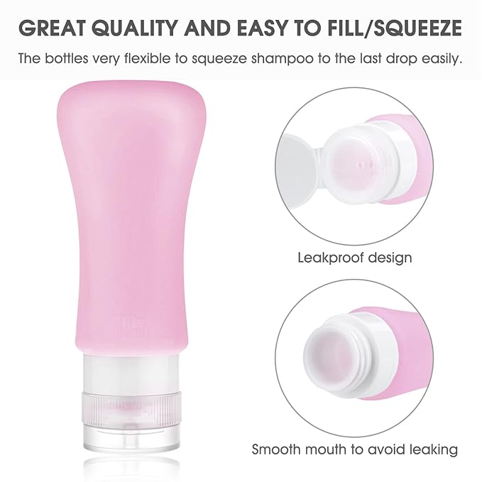 20 Pack Travel Bottles, 3oz & 2oz Leak Proof Toiletries, Perfect for Business & Personal Travel, Fun Outdoors Silicone 20 Pieces