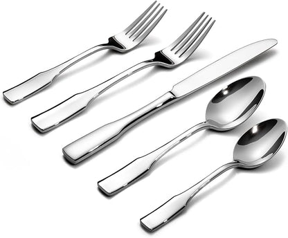 Alata Kate 40-Piece Silverware Set,Service for 8,Stainless Steel Flatware Set,Mirror Polished Cutlery Set,Dishwasher Safe