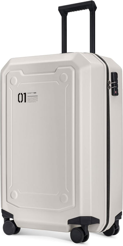 NINETYGO Carry On Luggage 22x14x9 Airline Approved, Carry On Suitcase with Smooth Double Spinner Wheels, Hard Shell PC+ABS Suitcase Carry-On, Lightweight Travel Luggage, TSA Approved (White, Sahara)