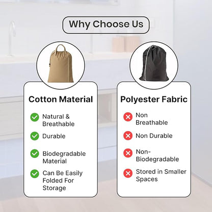 LFH Home Cotton Canvas Large Laundry Bag with Handle, Heavy Duty Drawstring Closure Washable Laundry Bags, School Travel, Home, Hotel, College Dorm, Organizer Sack, Toys Clothes 24x36-Beige