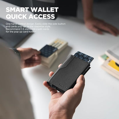 VULKIT Card Holder Wallet with Double ID Windows RFID Blocking Pop Up Wallet Minimalist Design for 12 Cards
