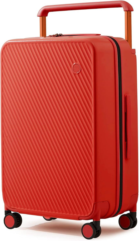 mixi Luggage Suitcases With Spinner Wheels,Upgrade Wide Handle PC Hardshell Rolling Travel Suitcase with TSA Lock, Checked-Medium 24-Inch, Red