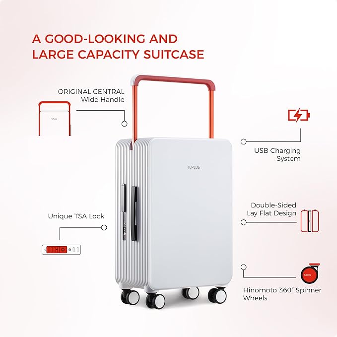 TUPLUS Suitcase ABS Hard Shell Luggage with 4 Spinner Wheels Hold Check in Travel Case, Balance Series