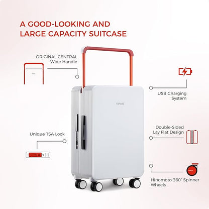 TUPLUS Suitcase ABS Hard Shell Luggage with 4 Spinner Wheels Hold Check in Travel Case, Balance Series