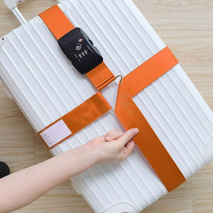 Luggage Straps for Suitcases TSA Approved Heavy Duty Adjustable Travel Belt Cross Suitcase Belts Luggage Tags with Name ID Card Travel Accessories Fit for 20-32 Inch Suitcase (Orange)