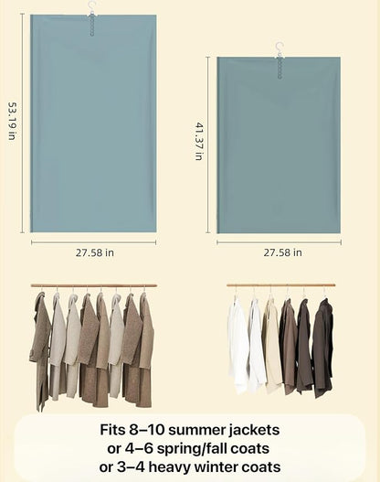 NeatNest 6 Pack Hanging Vacuum Storage Bags – 3 Medium & 3 Large, Space Saver Garment Bags with Hangers, Vacuum or Hand-Press Compression, Durable PE+PA Material, Airtight for Closet Organization