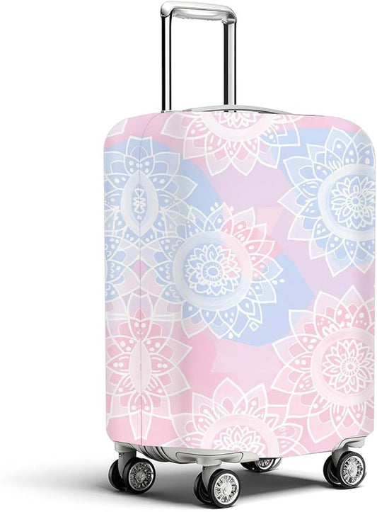 Pink Blue Mandala Luggage Cover Travel Essentials Suitcase Protector Washable Anti Scratch Protective Sleeve Baggage Wrap Fits 22-24 Inch Suitcase Covers Luggage Skins Travel Accessories