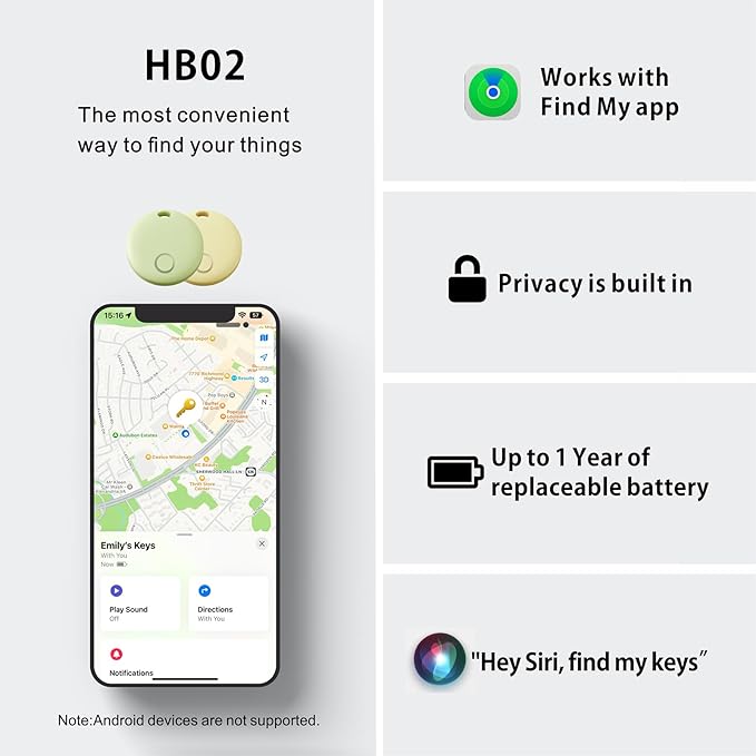 Reyke Smart Tag, Air Tracker Luggage Tracker, Works with Apple Find My (iOS Only), Item Locator for Key, Luggage, Backpack, Wallet, IP67 Waterproof, 2 Pack