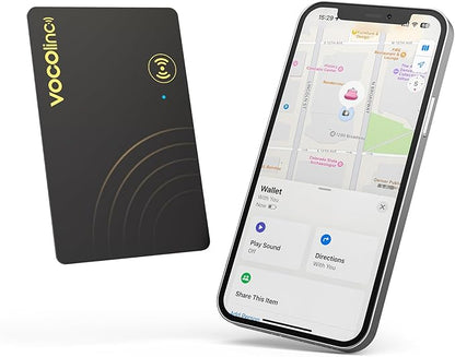 [Apple MFi Certified] VOCOlinc Air Card Tag Rechargeable Wallet Tracker 1.6mm, Item Finder Work with Apple Find My APP (iOS Only, Android not Supported), Bluetooth Locator for Luggage, Suitcase, Bags