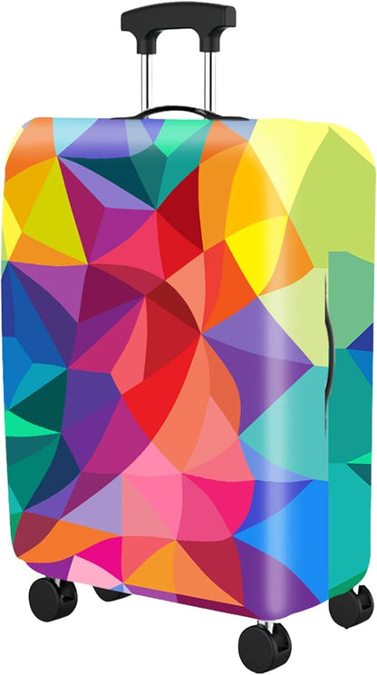 Boxiki Travel Luggage Cover – Rainbow Geometric Pattern – Stretchable, Washable, Dustproof & Scratch-Resistant Suitcase Protector for Small Luggage