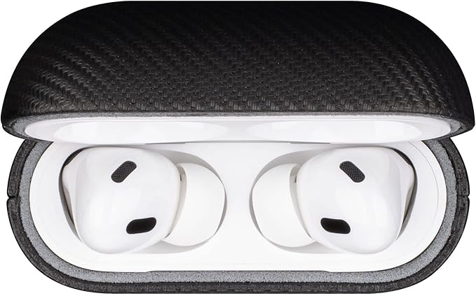 LOPIE Handmade AirPods Pro 2nd Generation Case (Not for 1st Gen) - Carbon Fiber Style Vegan Leather Protective Cover for Men/Women - Black