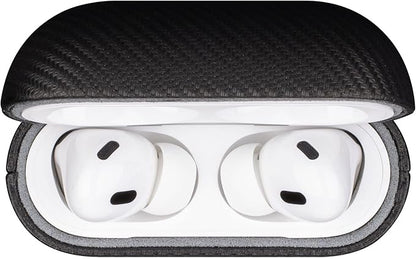 LOPIE Handmade AirPods Pro 2nd Generation Case (Not for 1st Gen) - Carbon Fiber Style Vegan Leather Protective Cover for Men/Women - Black