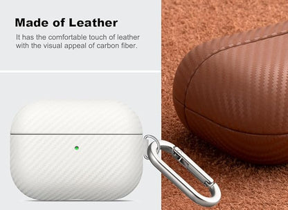 Leather Case - for AirPods Pro 3 Case Cover with Keychain - Selected Skin-Friendly Leather, Carbon Fibre Texture, Handmade Shockproof Hard Cover for AirPods Pro 3rd Generation Earbuds - Blue