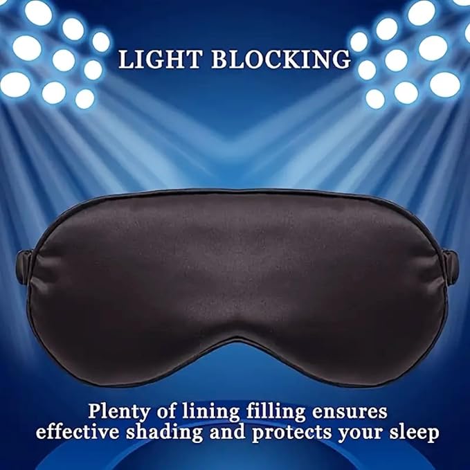 100% 6A Mulberry Silk Eye Sleep Mask for Side Sleepers-FSA Eligible Blackout Eye Mask for Sleep, Reduces Migraines & Puffy Eyes, Travel Office Airplane Use, Ideal Gift for Women & Men