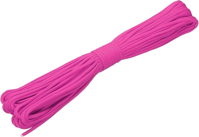 uxcell 4mm Nylon Rope, 10ft Portable Clothesline for Luggage and Backpack Tie Downs, Hanging Clothes, Swings, Camping and Mountaineering Tie Downs, Rose Red
