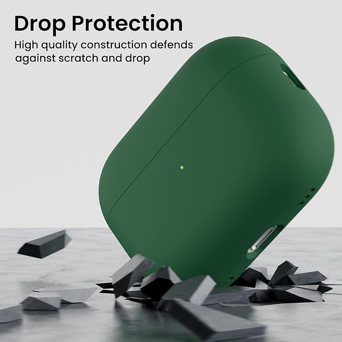 ORNARTO Compatible with AirPods Pro 2 Case 2022, Full Protective Hybrid Silicone for AirPods Pro 2nd Generation Case, Front LED Visible Skin Cover-Clover Green