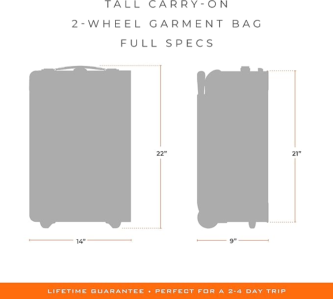 Briggs & Riley 22" Carry-On 2-Wheel Garment Bag - Carry On Luggage for Travel, Suitcases with Wheels, Softside Rolling Bag for Men & Women, Built in Hook for Clothes - Baseline Collection, Black