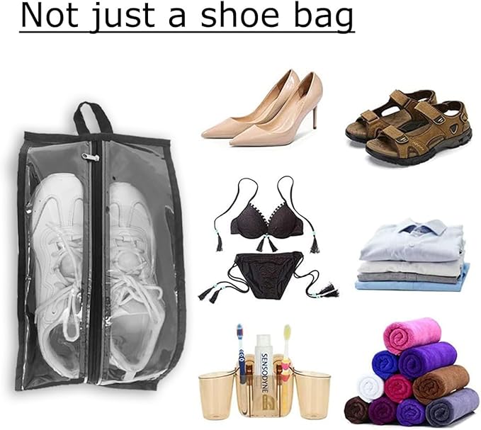 Shoe Bags for Travel 6 Pack Large Multi-color Shoe Pouch for Men Women Waterproof Translucent Portable Shoe Organizer bag with Sturdy Zipper and Handle