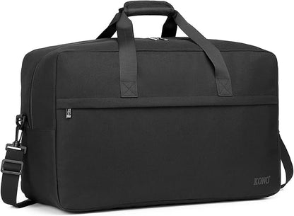Kono Travel Duffel Bag 48L Large Carry-on Bag Sports Tote Gym Bag Weekender Overnight Bags for Men Women 21.65"x13.78"x9.84" Black
