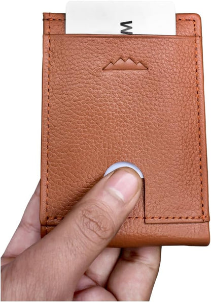 KARAKORAM LEATHER Artisan Made Premium Cowhide Leather Slim BiFold Wallet for Men | RFID Blocking Front Pocket Everyday Carry | Fits 12-14 Cards with 2 External Quick Access Slots (Sandstone Tan)