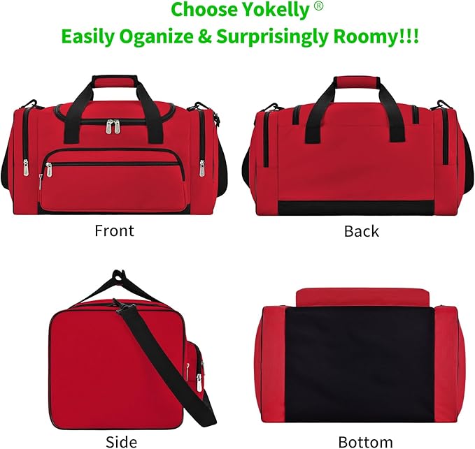 Gym Bag 22 inch Sport Duffle Bag for Men - 55L Weekender Duffel Bag for Travel - Red
