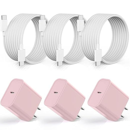 [Apple MFi Certified] iPhone 17 16 Pro Max Quick Charger,3Pack 20W USBC Wall Charger Block and 6 Feet USB C to USB C Fast Charging Cable for iPhone 17/17 Air/16 Pro/16 Pro Max/iPhone 15/15 ProMax/Plus