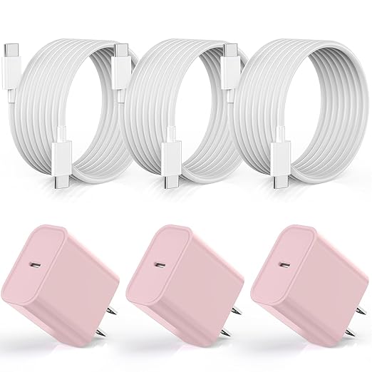 [Apple MFi Certified] iPhone 17 16 Pro Max Quick Charger,3Pack 20W USBC Wall Charger Block and 6 Feet USB C to USB C Fast Charging Cable for iPhone 17/17 Air/16 Pro/16 Pro Max/iPhone 15/15 ProMax/Plus
