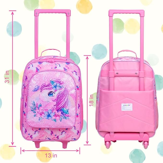 KLFVB Kids Luggage for Boys Girls, Cute Rolling Wheels Suitcase for Toddler, Children Travel Carry on Suitcase