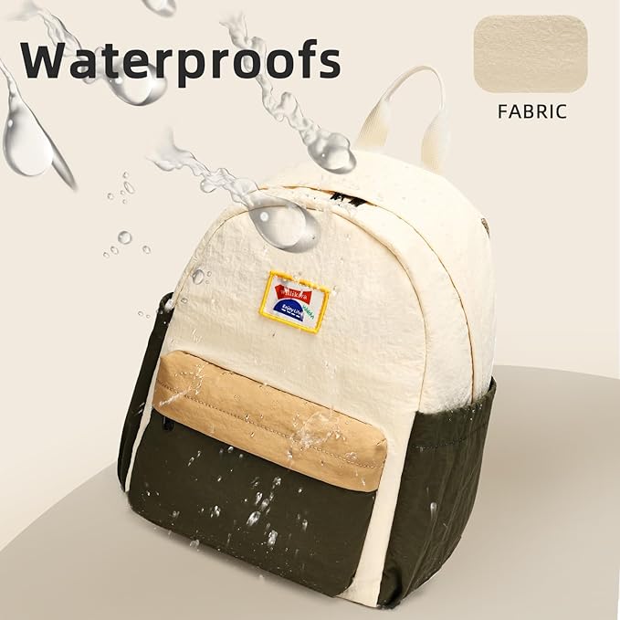 willikiva Kids Backpack for School Boys Girls Teens Toddler Backpack Waterproof Kindergarten Preschool Elementary Bookbag Children Travel Bag(Off White Deep Green,Small)