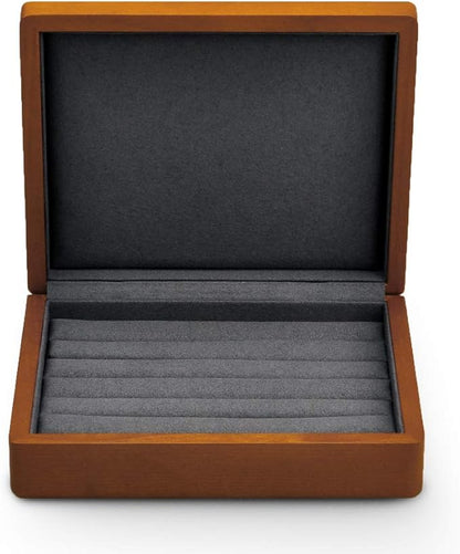 Oirlv Solid Wood Ring Jewelry Box Organizer Earrings Jewelry Drawer Organizer Tray with Lid (Grey)