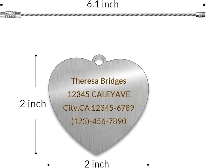 (5pcs) Made in USA Personalized Engraved Luggage tag-Custom Luggage Metal Tags for Unique Suitcase & Backpack Travel, Durable, Waterproof & Heavy Duty (Heart-Shaped)