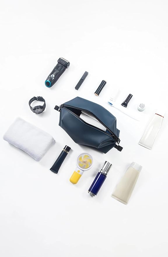 6"x 9.84" 4.5L Large Silicone Toiletry Bag,Waterproof Leakproof Foldable Travel Organizer,Dopp Kit Alternative for Men & Women,Navy Blue