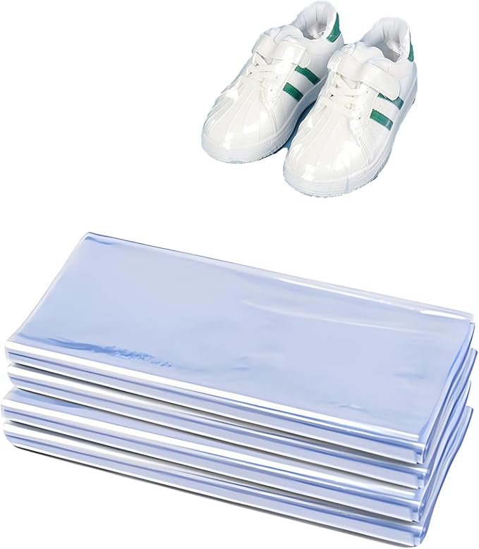 200-Pack Shoe Shrink Wrap Bags - 11x18 Inches Sneaker Heat Shrink Wrap for Men & Women - Shoe Organizer Bags to Prevent Sole Yellowing & Keep Dust Away (200), transparent