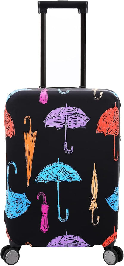 Travel Luggage Sleeve Cover Anti Scratch Dust Proof Suitcase Cover Protector Fits 23-26 Inch Luggage (M, Black,Umbrella)