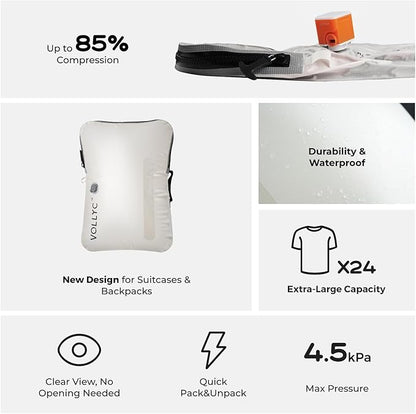 25L Waterproof Travel Vacuum Bags with Pump, Tear-Resistant Design,Lightweight Compression Storage, Durable Vacuum Seal Bags for Clothing Travel Luggage, Camping, Hiking & Road Trips