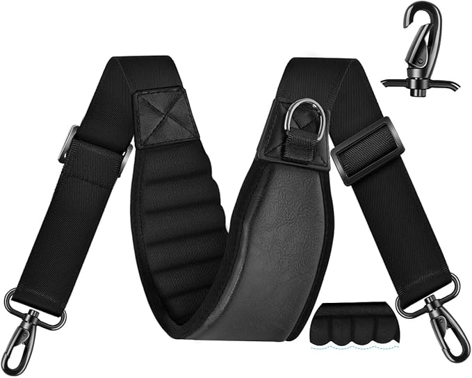 ZINZ 3D Air Cushion 58 inch Strap for Bags with Fixed Ultra-Thick Padded Breathable, Universal Strap with Double Adjustable Buckles and Swivel Hooks for D-ring Bags,Black