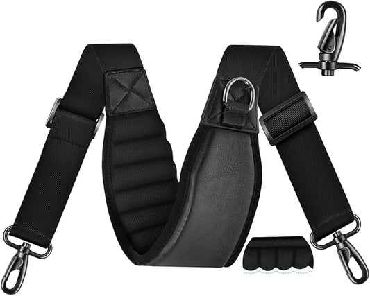 ZINZ 3D Air Cushion 58 inch Strap for Bags with Fixed Ultra-Thick Padded Breathable, Universal Strap with Double Adjustable Buckles and Swivel Hooks for D-ring Bags,Black