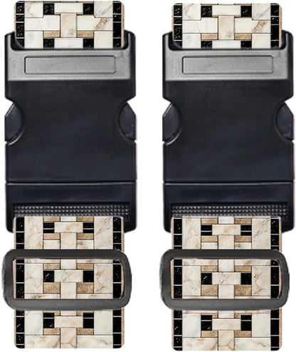 Nuxovilar Luggage Straps of 2 Set Marble Mosaic Pattern, 1.96x90.5 inches - Luggage Straps for Suitcases, Fit for Business Travel, Formal Trips, Daily Use